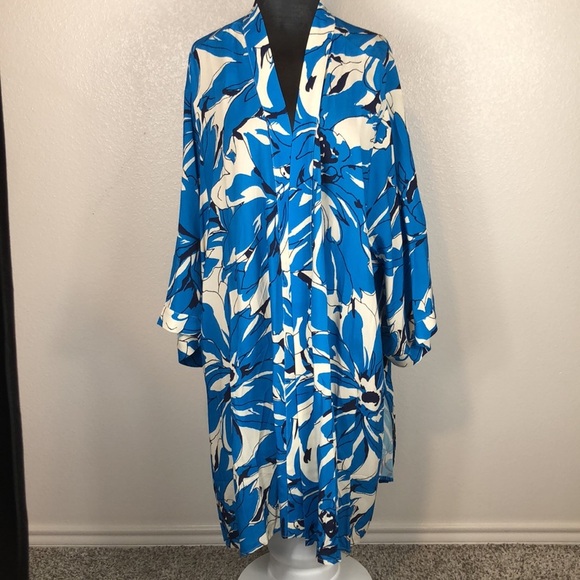 2/$30 NEW Catherines Duster Size 3X Alfresco Blue Black White Artsy Plus Size - Picture 3 of 15